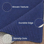 IOHOUZE Washable Runner Rug 2.6x10 Non Slip Rubber Backed Long Hallway Runner Entryway Runner Indoor, Kitchen Rugs Woven Cotton Floor Carpet for Hall Entrance, Royal Blue/Navy