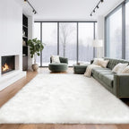 6x9 Solid Fluffy White Area Rug – Washable, Durable, Large Bedroom Rug, Non-Slip High Pile Shag Rugs for Living Room, Sofa Coffee Table, Nursery Rooms, Kids Room, Soft Indoor Floor Carpet