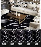 YIHOUSE Black Modern Area Rugs 8x10,Large Black and White Washable Rug for Living Room,Thin Abstract Geometric Rug,Minimalist Striped Rugs 8x10 for Bedroom,Office