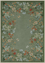 Wonnitar Washable 5x7 Area Rugs, Green Floral Rugs for Bedroom, Non-Shedding Living Room Throw Rug, Botanical Dining Room Floor Carpet for Bedside Kids Girls Bedroom (Green,5'x7')