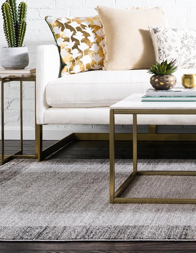 Rugs.com Angelica Collection Rug – 4' x 6' Light Gray Medium Rug Perfect for Entryways, Kitchens, Breakfast Nooks, Accent Pieces