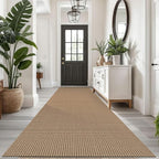 KOZYFLY Extra Long Runners for Hallways 3x14 ft Washable Kitchen Runner Non Slip Rubber Backed Hallway Rug Cotton Entryway Runner Rug Floor Carpet for Indoor Hall, Kitchen, Stair, Tan/Orange/Brown