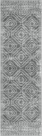 Wonnitar Moroccan Washable Kitchen Runner Rug 2'6"x8', Non-Slip Dark Grey Boho Rug Runners for Hallways, Farmhouse Floor Carpet Soft Runner for Bathroom Hall Entyway (Dark Grey,2'6"x8')