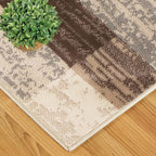 SUPERIOR Indoor Area Rug, Jute Backed, Modern Geometric Patchwork Floor Decor for Bedroom, Office, Living Room, Entryway, Hardwood Floors, Rockwood Collection, 9' x 12', Slate
