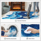 6x9 Ocean Waves Living Room Rug - Abstract Waves Bedroom Carpet, Abstract Art Classroom Rug for Carpet Boy Bedroom Office Nursery Hardwood Home Decor