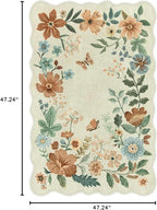 Lahome Floral Bedroom Rug,4x6 Washable Area Rugs for Living Room Dining Room, Non Slip Ultra-Thin Stain Resistant Boho Throw Carpet for ‎Office (4x6ft,Beige)
