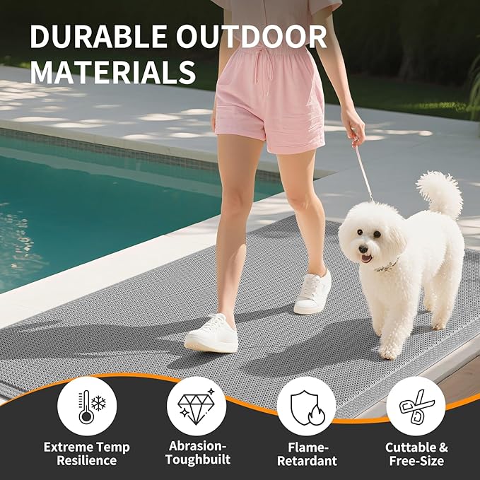 Front Door Mat 20''x31'', Drainage Heavy Duty Dirt Trapping Non-Slip Doormats, Outdoor Rubber Floor Mats, Restaurant Commercial Kitchen Industral Pool Entrance Bar Wet Area, Grey