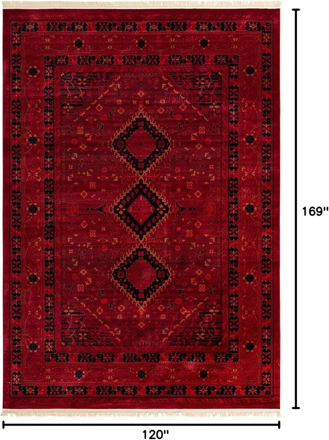 Unique Loom Tekke Collection Area Rug - Sheibani (10' x 14' 1" Rectangle, Red/ Black)