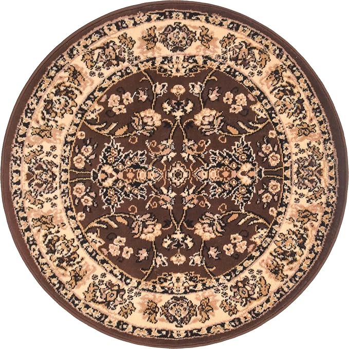 Unique Loom Sialk Hill Collection Area Rug - Washington (3' 3" Round Brown/Black)