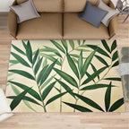 5x8 Bamboo Leaves Kids Rug - Realistic Botanical Art Dining Room Rug, Minimalist Leaves Area Rugs Indoor Modern Rugs for Bedroom Hardwood Floors Teen Room