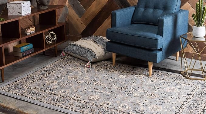 Unique Loom Sialk Hill Collection Area Rug - Washington (9' 10" x 13' 1" Rectangle Gray/Black)
