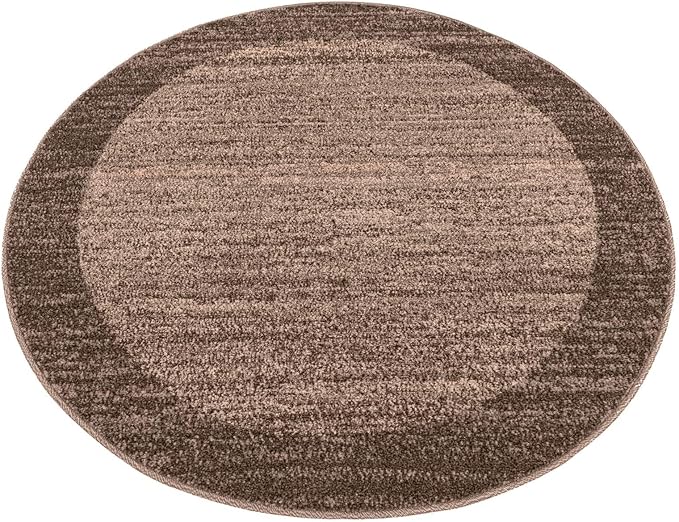 Rugs.com Angelica Collection Rug – 4 Ft Round Light Brown Medium-Pile Rug Perfect for Kitchens, Dining Rooms