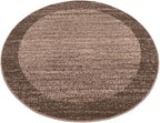 Rugs.com Angelica Collection Rug – 4 Ft Round Light Brown Medium-Pile Rug Perfect for Kitchens, Dining Rooms
