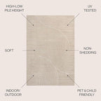 JONATHAN Y Hallie High-Low Curve Beige/Cream 8x10 Indoor/Outdoor Area Rug, Minimalist Geometric, Pet Friendly, for Patio, Backyard, Living Room, Bedroom, Office, Hose-Washable (SCN100D-8)