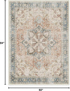 RUGGABLE Washable Vintage Area Rug – Kamran Coral 5x7, Stain-Resistant, Non-Slip – Medium Machine Washable Rugs for Living Room, Bedroom, Hallway, Entryway & Office–with Cushioned Pad