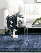 Rugs.com Angelica Collection Rug – 4' x 6' Navy Blue Medium Rug Perfect for Entryways, Kitchens, Breakfast Nooks, Accent Pieces