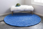 Unique Loom Solid Shag Collection Area Rug (6' 1" Round, Periwinkle Blue)
