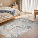 3x5 Area Rug Living Room Rugs - Washable Neutral Modern Abstract Soft Thin Rug Indoor Floor No Slip Rug Carpet for Bedroom Under Dining Table Home Office Decor - Blue Grey