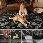 Moynesa Vintage Animal Washable Area Rugs 5x7, Retro Black Gold Area Rug for Bedroom Living Room Dining Room Office Study, Low Pile Soft Non-Slip Lightweight Carpets for Home Decor