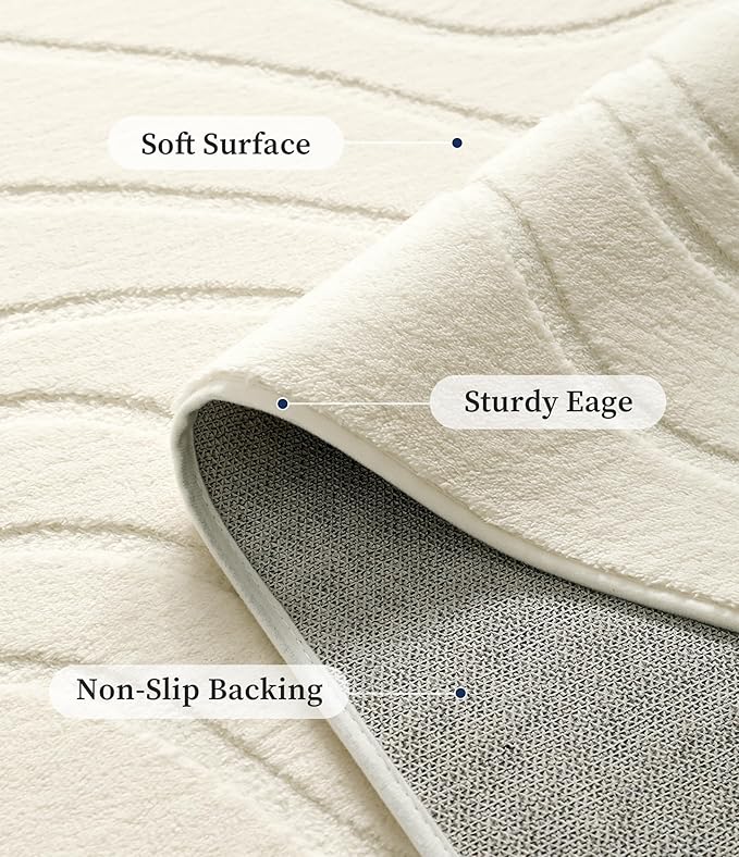 YIHOUSE 5x7 Abstract Line Area Rug, Modern Washable Stain Resistant Rugs Non Slip, Soft Indoor Floor Carpet for Living Room, Bedroom,Dining Room, White