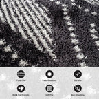 Rugshop Geometric Shag Runner Rug Anthracite Dark Gray and White 2' 3" x 8' Perfect for Hallways, Kitchens, or Behind The Sofa