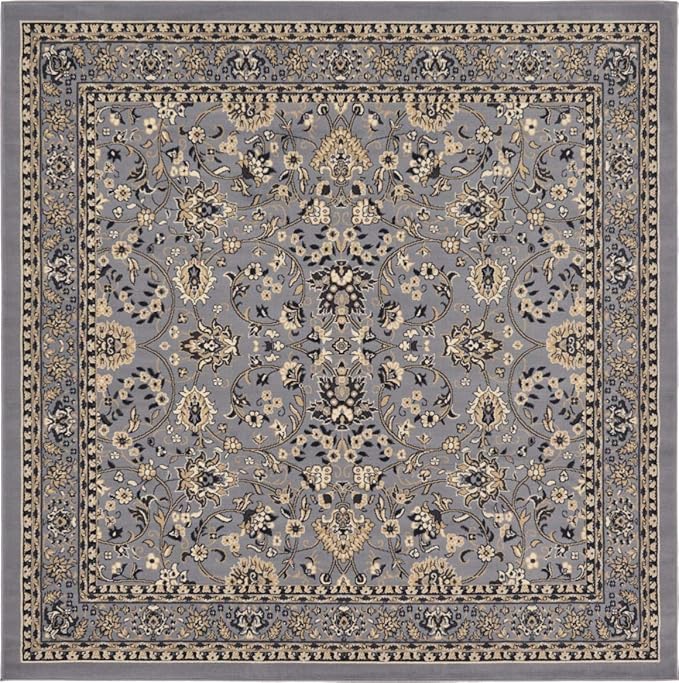 Unique Loom Sialk Hill Collection Area Rug - Washington (7' 10" Square Gray/Black)