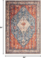 SERISSA 5x7 Boho Tribal Area Rug, Washable Large Rugs for Living Room, Ultra Soft Non-Slip Bedroom Rug Print Distressed Vintage Farmhouse Carpet Rug for Dining Room Dorm Office Home Decor