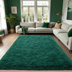 Zentavio Emerald Green Rugs for Bedroom 6x9 Dark Green Area Rugs for Living Room Fluffy Fake Grass Large Carpet for Kids Room Playroom Furry Shag Aesthetic Soft High Pile Washable Home Decor