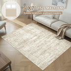 Area Rug Living Room Rugs - 5x7 Abstract Large Soft Indoor Washable Rug Neutral Modern Low Pile Carpet for Bedroom Dining Room Farmhouse Home Office - Vintage Beige