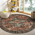 Moynesa Ultra-Thin Washable Round Rug - 4Ft Round Area Rugs for Bedroom Brown Bathroom Circle Mat, Non Slip Non Shedding Low Pile Indoor Floor Carpet for Living Room Coffee Table Kitchen, Brown