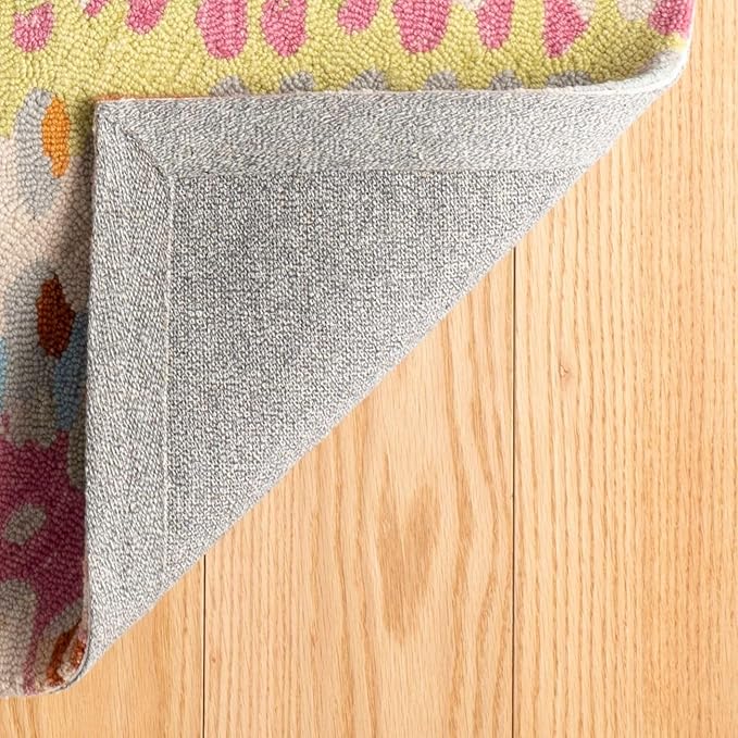 Dash & Albert Paint Chip Stone Hand Micro Hooked Wool Rug, 7.5 X 9.5 Feet, Multicolored/Pink Geometric Pattern