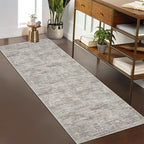 RUGSREAL Modern Runner Rug 2.5x8 Stain Resistant Washable Kitchen Runner Carpet ith Rubber Backing Low Pile Contemporary Solid Color Entryway Mat Ultra Soft Rug for Living Room Bedroom, Taupe