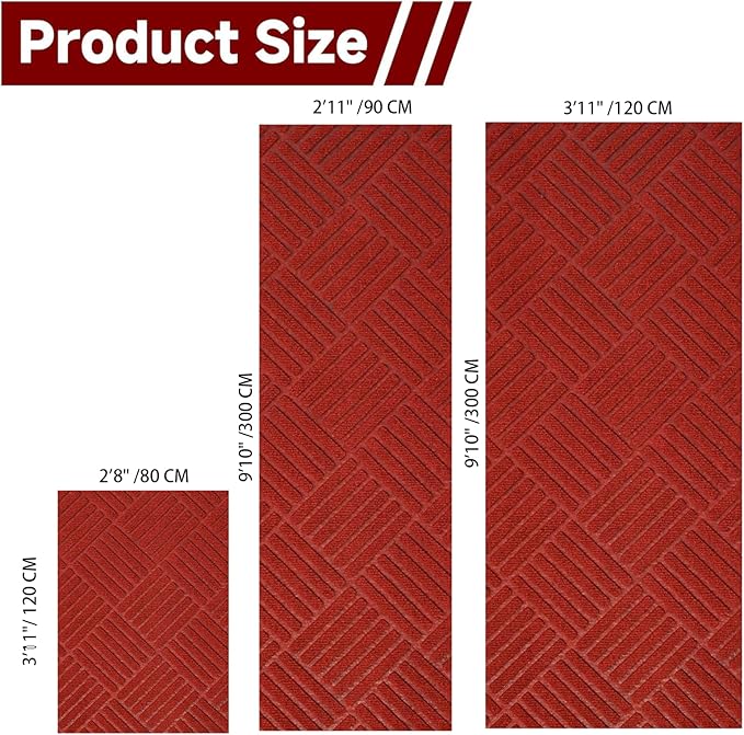 jxgzyy Commercial Christmas Red Carpet Runner, 3'11" x 9'10" Heavy Duty Hallway Runner Rug, Non Slip Area Rugs for Entryway, Outdoor Indoor Kitchen Mat for Living Room Garage Wedding Party Decor