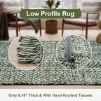 Collive Long Hallway Rug 2.6' x 10' - Washable Indoor Olive Green Cream Braided Woven Kitchen Rugs Low-Profile Door Floor Carpet for Bedroom Doorway