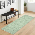 RUGSREAL Modern Runner Rug 2.5x8 Stain Resistant Washable Kitchen Runner Carpet ith Rubber Backing Low Pile Contemporary Solid Color Entryway Mat Ultra Soft Rug for Living Room Bedroom, Green
