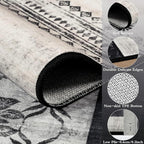 DweIke Washable Area Rugs for Living Room, 6x9 Large Bedroom Rugs, Geometric Non Slip Low Pile Indoor Throw Carpets for Bedroom Apartment Dining Room Home Office Hardwood Floor, Black and White
