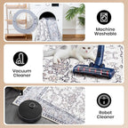 Area Rug for Living Room, 9x12 Machine Washable Non Slip Large Faux Wool Throw Rug, 0.3″ Low Pile & Non-Shedding Boho Large Carpet Rugs for for Dining Room, Bedroom, Office (Gray Purple)
