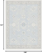 RUGGABLE Washable Vintage Area Rug – Verena Soft Blue 9x12, Stain-Resistant, Non-Slip – Large Machine Washable Rugs for Living Room, Bedroom, Hallway, Entryway & Office–with Standard Pad