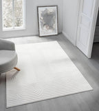 Annabel Modern Geometric Area Rug for Living Room, 8x10 Contemporary Arched Cream Neutral Rug, Stain Resistant Non-Shedding Carpet for Bedroom, Dining Room or Kitchen (8' x 10', Cream)