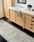 Wonnitar Moroccan Runner Rug, Washable 2'6"x8' Kitchen Runner Rug, Geometric White Hallway Bathroom Rug Runner, Non-Slip Long Boho Tribal Accent Floor Carpet for Bedroom Laundry (Beige,2'6"x8')