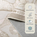 Lahome Boho Animal 6x9 Washable Living Room Area Rugs, Beige Soft Rugs for Bedroom, Botanical Large Boho Non Slip Dining Room Carpet for Under Table Office Kids Playroom (6x9ft,Beige)