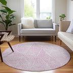 Addison Rugs Chantille ACN591 Pink 8' x 8' Indoor Outdoor Round Rug, Easy Clean, Machine Washable, Non Shedding, Bedroom, Living Room, Dining Room, Kitchen, Patio Rug