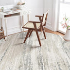 MUJOO Round Rugs 6ft,Circle Area Rug Washable,Circular Throw Carpet for Living Room Dining Room,Large Modern Abstract Non Slip Indoor Accent Neutral Beige and Grey