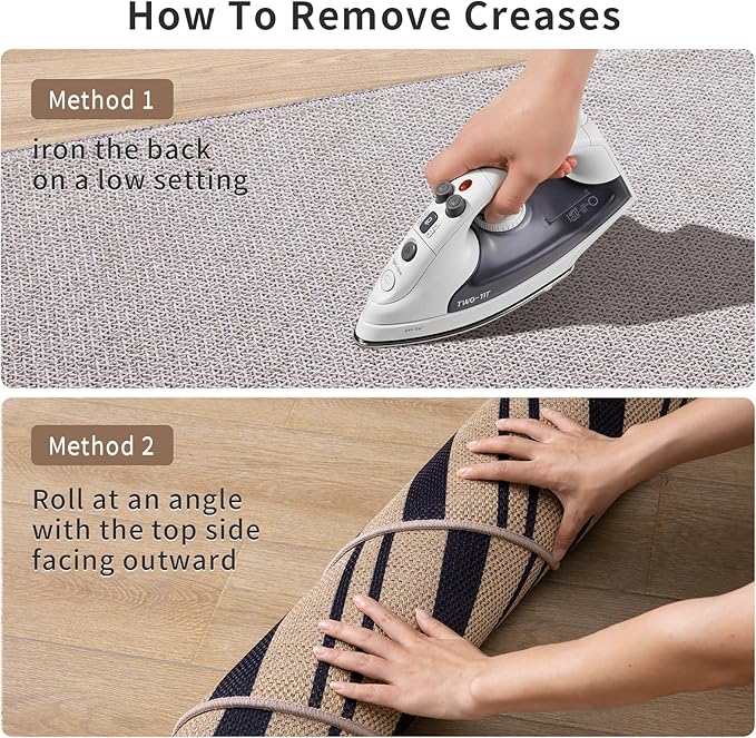 Tangsoo Stripe Easy Jute Rug,Ultra Thin 3x5 Washable Area Rug for Bedroom,Non-Slip Black Indoor Outdoor Rug Modern Farmhouse Low Pile Carpet for Patio Backyard Entryway