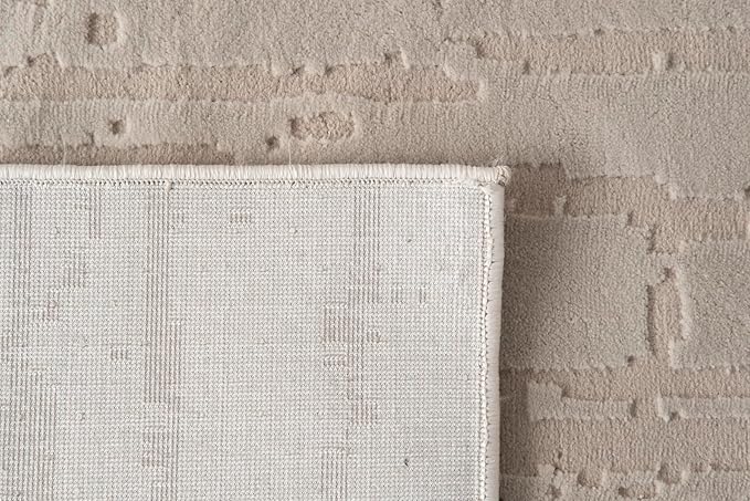 Revival Rugs Ebb 6'7"x9' Washable Area Rug for Living Room Bedroom - 100% Recycled Oeko-TEX Certified, Medium Pile, Taupe
