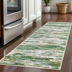 2x5 Modern Abstract Runner Rug for Hallway, Green Grey Multi Super Soft Hallway Decor Kitchen Rugs with Non-Slip, Non-Shedding Washable Rug for Hallways Entryway Bedroom Laundry Indoor