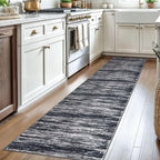2x8 Modern Abstract Runner Rug for Hallways, Black Super Soft Hallway Decor Kitchen Rugs with Non-Slip, Non-Shedding Washable Rug for Entryway Bedroom Indoor
