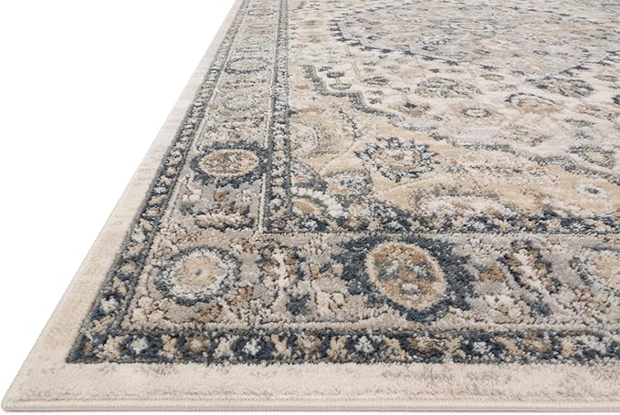 Loloi Teagan Collection TEA-01 Natural/Lt. Grey 7'-11" x 10'-6" Area Rug, Large, Soft Neutral Rug, High-Traffic for Living Room, Bedroom, Home Office, Dining Area