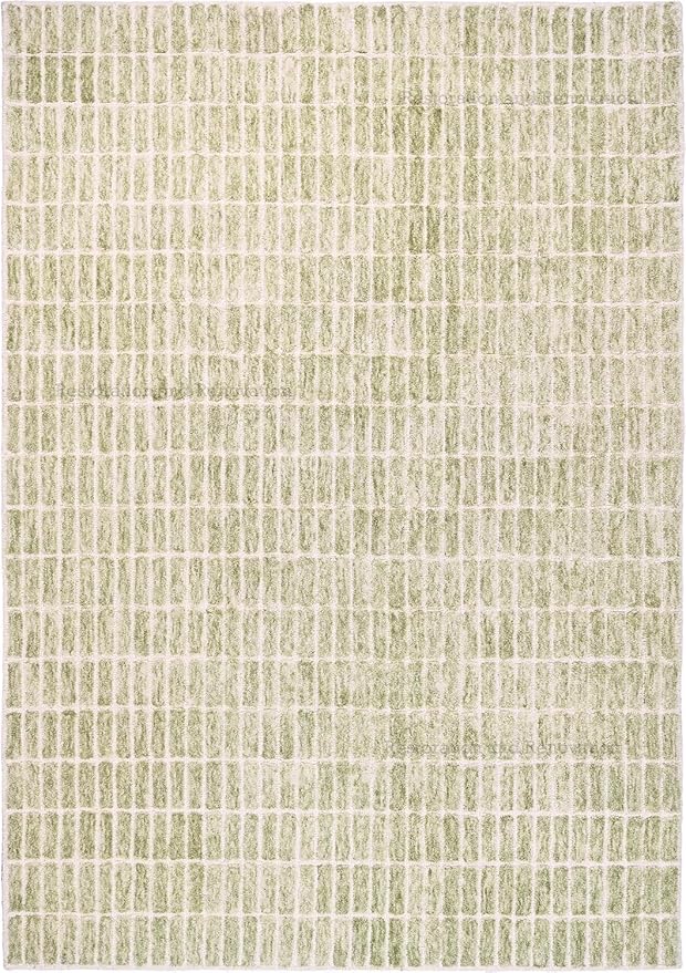 Hand-Tufted 100% Wool Area Rug – Unique Modern Geometric Grid Pattern, Soft Plush Textured Carpet for Living Room, Bedroom, Dining Room & Entryway (Light Green, 4' x 6')