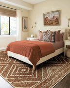 Area Rug 5x8 Rug Machine Washable Non-Slip Low Pile Print Pattern Western Rug for Living Room Bedroom Entryway Tribal Series-Yellowbrown/Cream